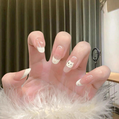 Floral Design Acrylic Nails with Elegant Tips