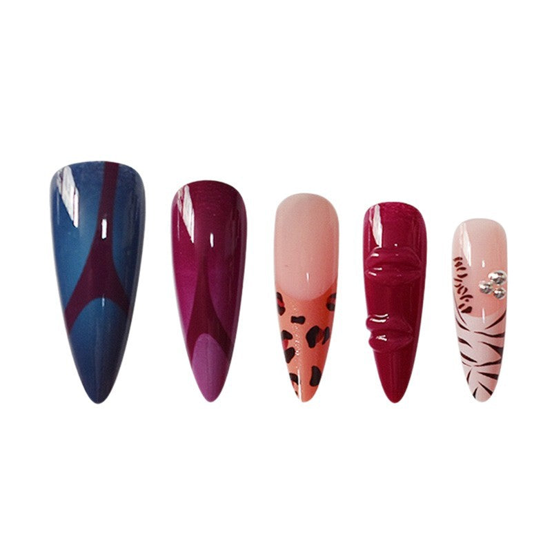Unique Patterned Press-On Stiletto Nails Art Set
