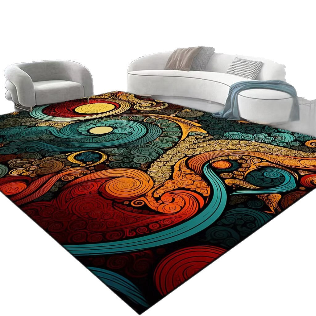 Area Rug with Abstract Swirl Design