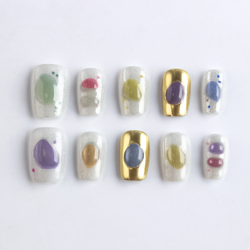 Artistic Stone Designed Press-On Nail Set