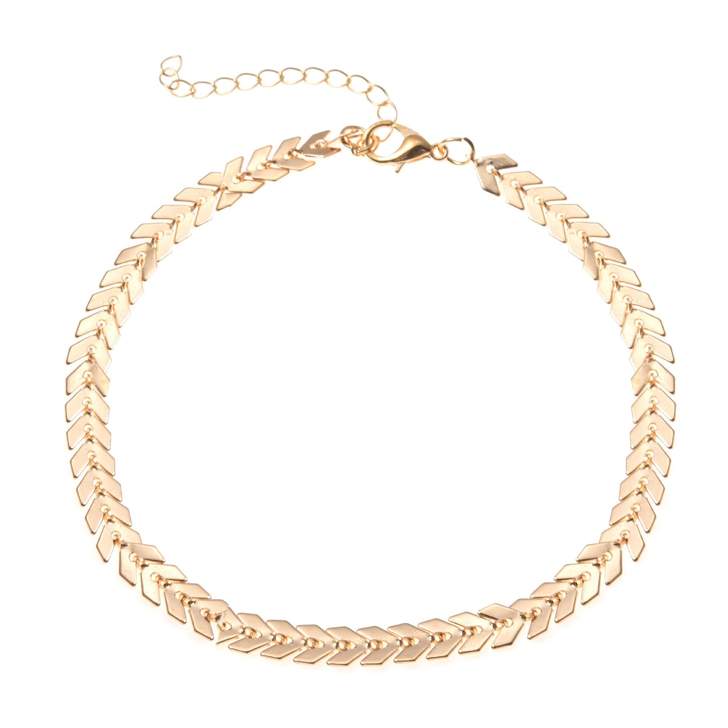 Adjustable Taalita Anklet with Herringbone Chain Design