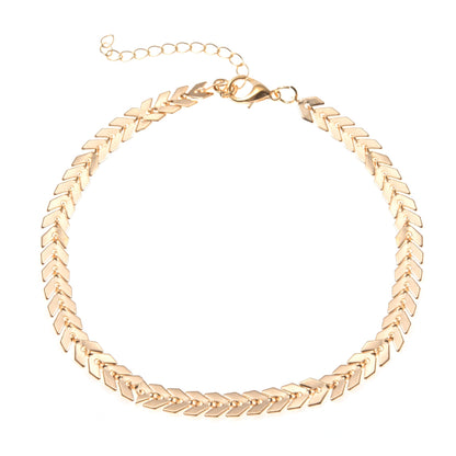Adjustable Taalita Anklet with Herringbone Chain Design