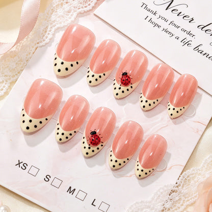 Press-On Nail Kit featuring Ladybug and Polka Dot Patterns