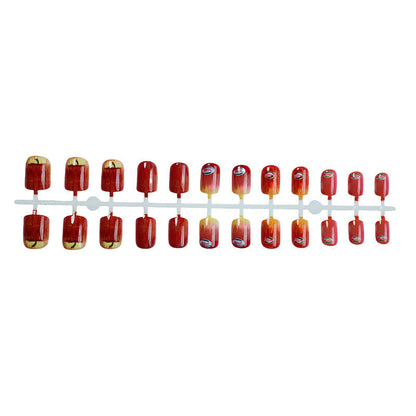 Press-On Nail Kit Featuring Creative Apple Patterns