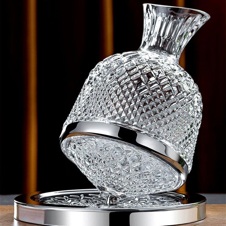 Crystal Glass Wine Decanter | 360° Rotating | Elegant Design & Optimal Aeration