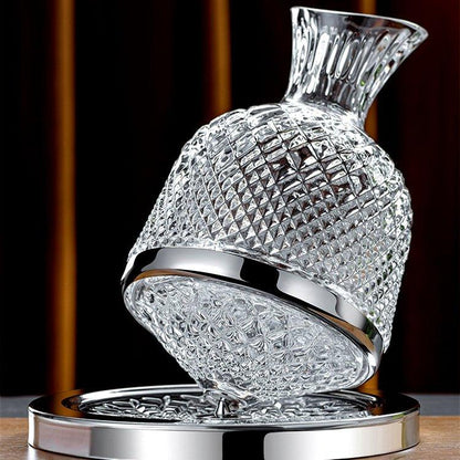 Crystal Glass Wine Decanter | 360° Rotating | Elegant Design & Optimal Aeration