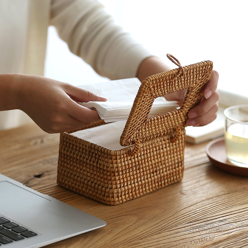 Elegant Rattan Tissue Holder – Artisan Crafted Design