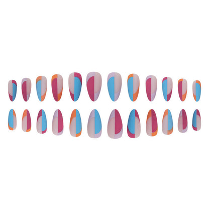 Pointed Press-On Nail Set - Artistic Design