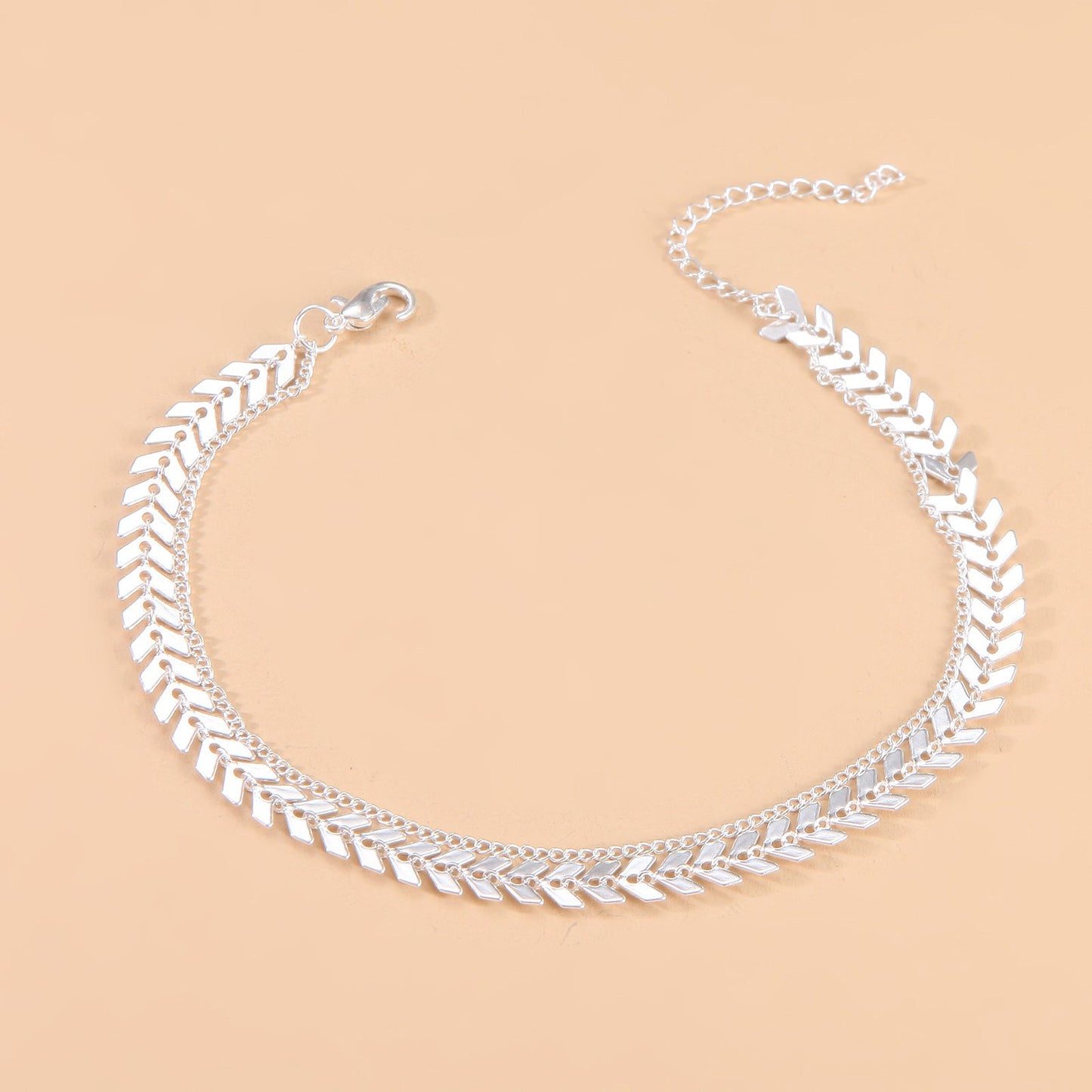 Adjustable Taalita Anklet with Herringbone Chain Design