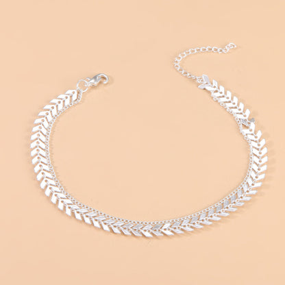 Adjustable Taalita Anklet with Herringbone Chain Design