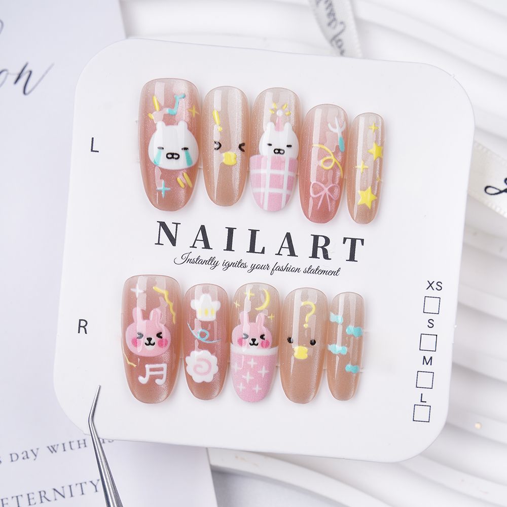 Floral Embellished Press-On Stiletto Nail Set