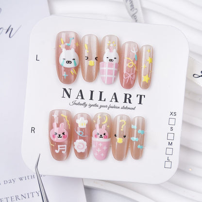 Floral Embellished Press-On Stiletto Nail Set