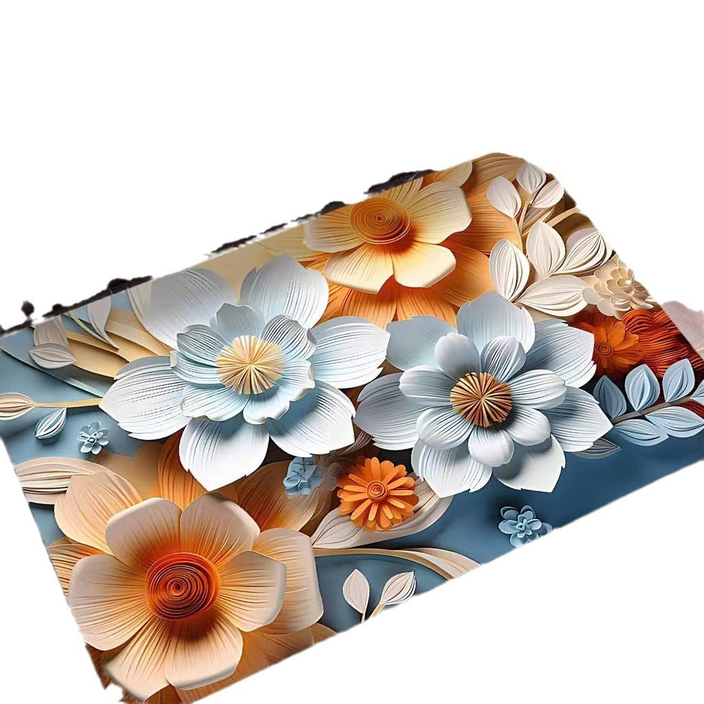 Floral Design 3D Textured Area Mat