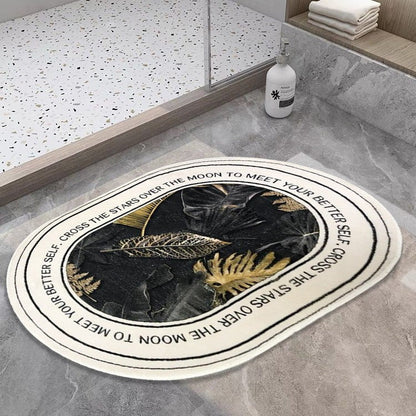 Motivational Bath Mat with Abstract Design