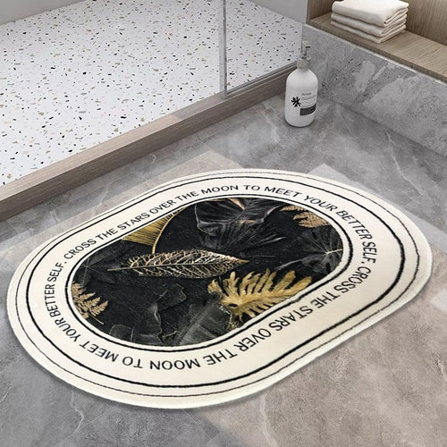 Motivational Bath Mat with Abstract Design