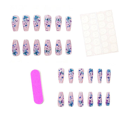 Decorative Press-On Nails with Butterfly Design