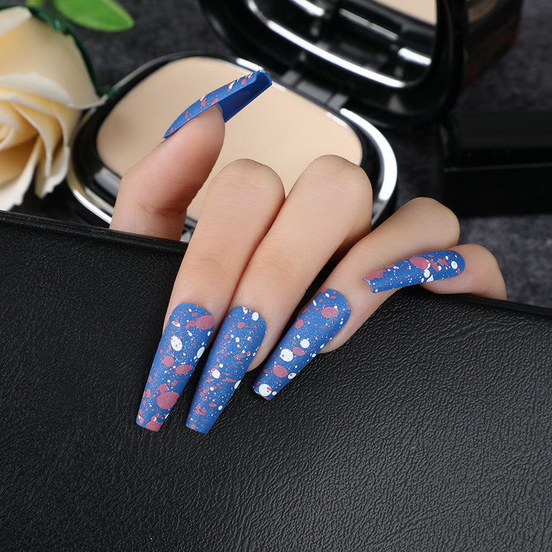Artificial Nails with Artistic Splatter Pattern