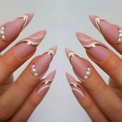 Elegant Wave Pattern Stiletto Nail Art – Creative Design