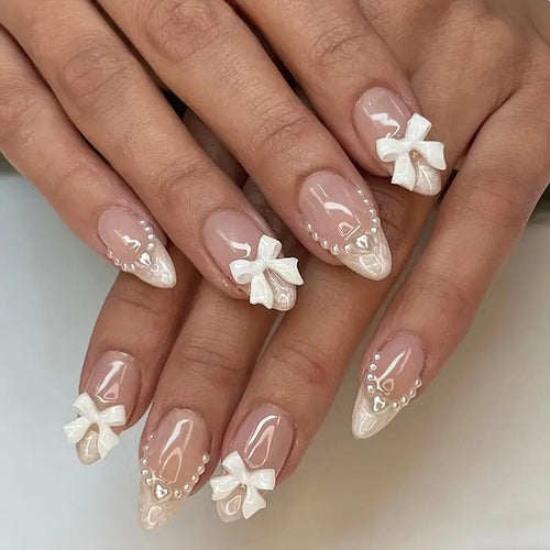 Press-On Nail Art Featuring Bow Details
