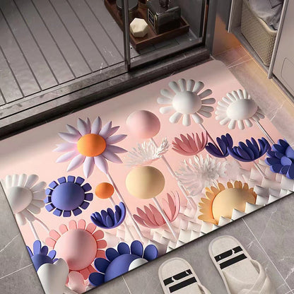 Floral Design 3D Textured Area Mat
