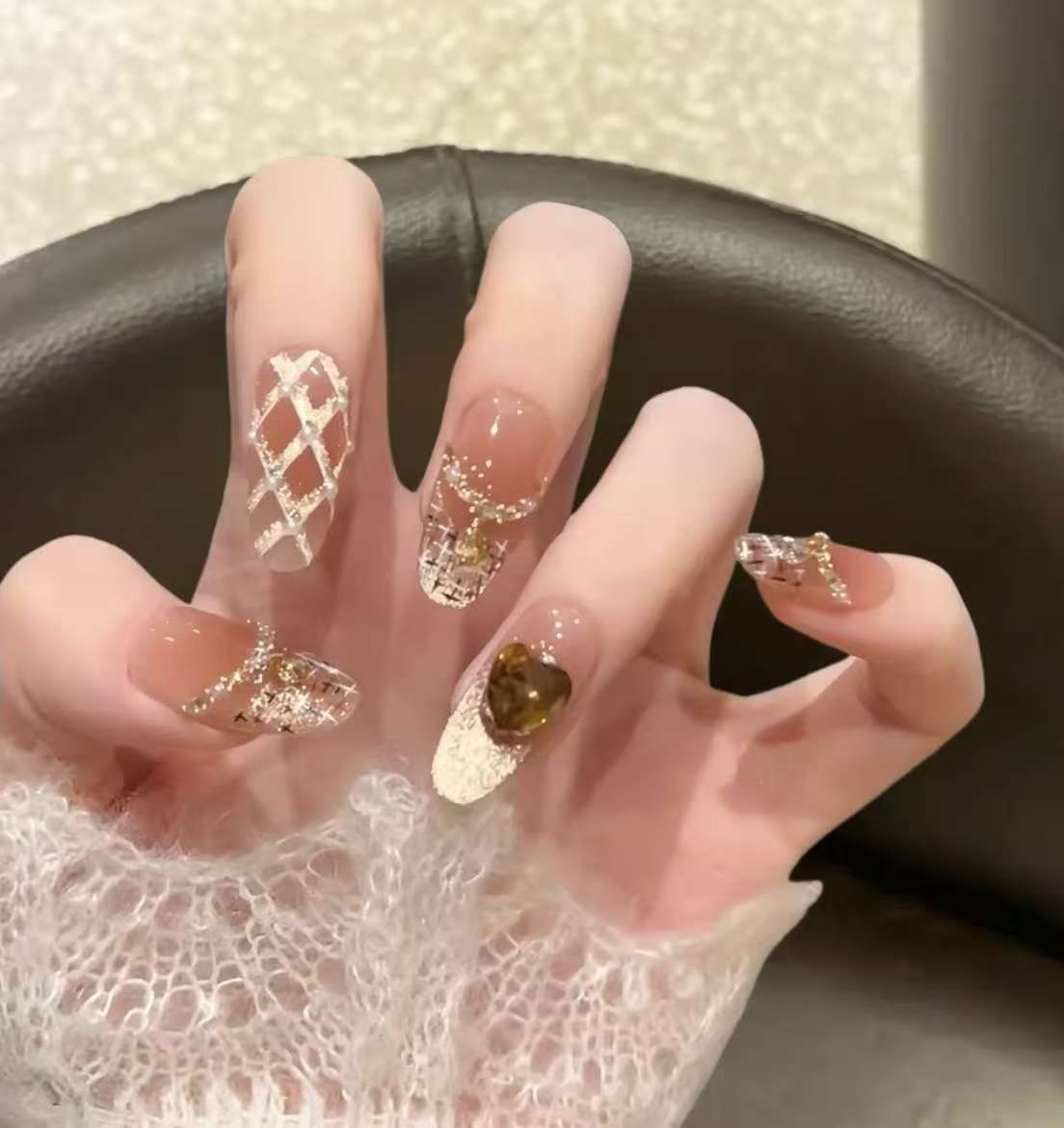 Themed Press-On Nails with Artistic Design