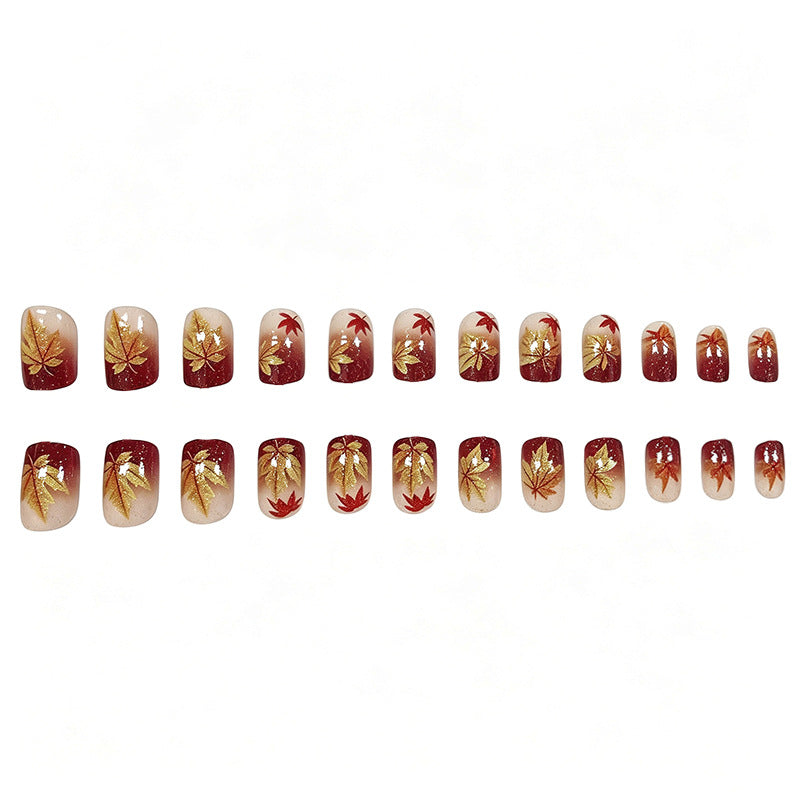 Autumn Leaf Pattern Nail Art Design