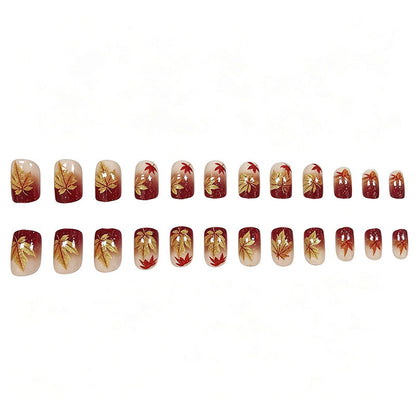 Autumn Leaf Pattern Nail Art Design