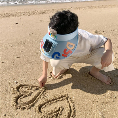 Children's Sun Visor with Wide Brim and Built-in Mini Fan