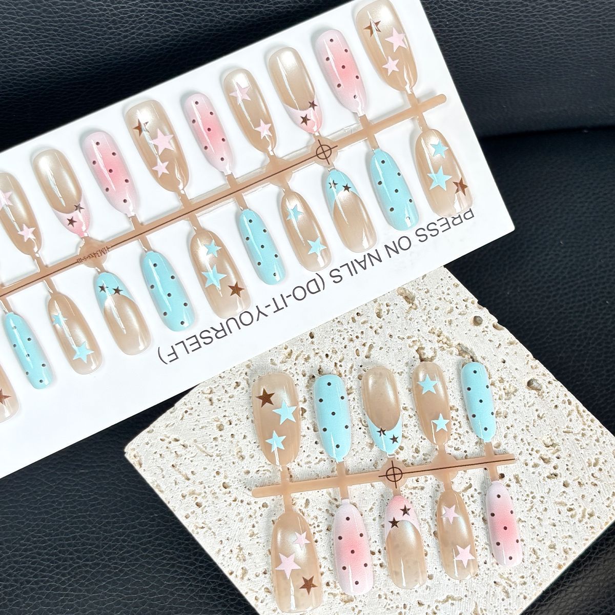 Press-On Nails with Starry Artistic Design