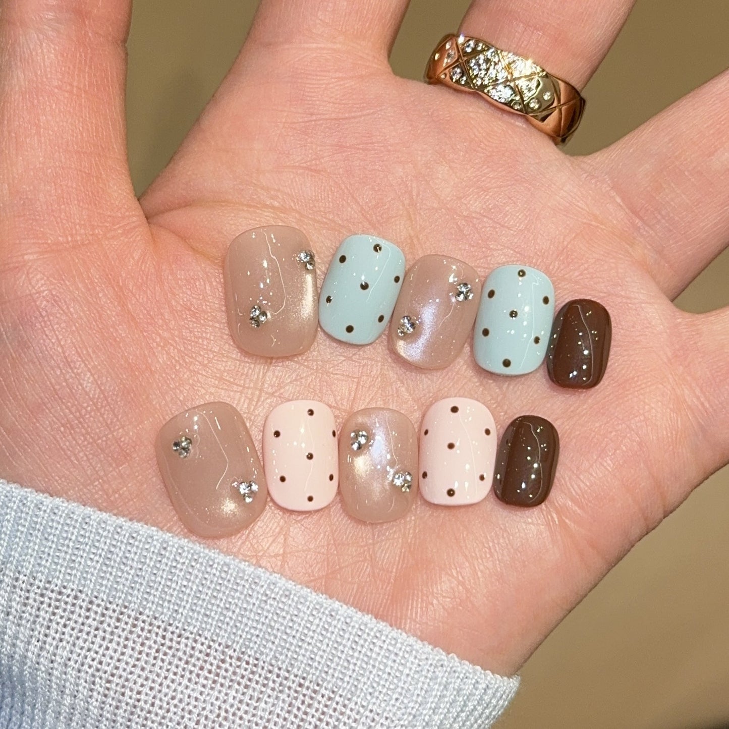 Glitter and Rhinestone Acrylic Nail Set