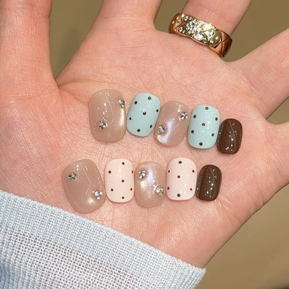Glitter and Rhinestone Acrylic Nail Set