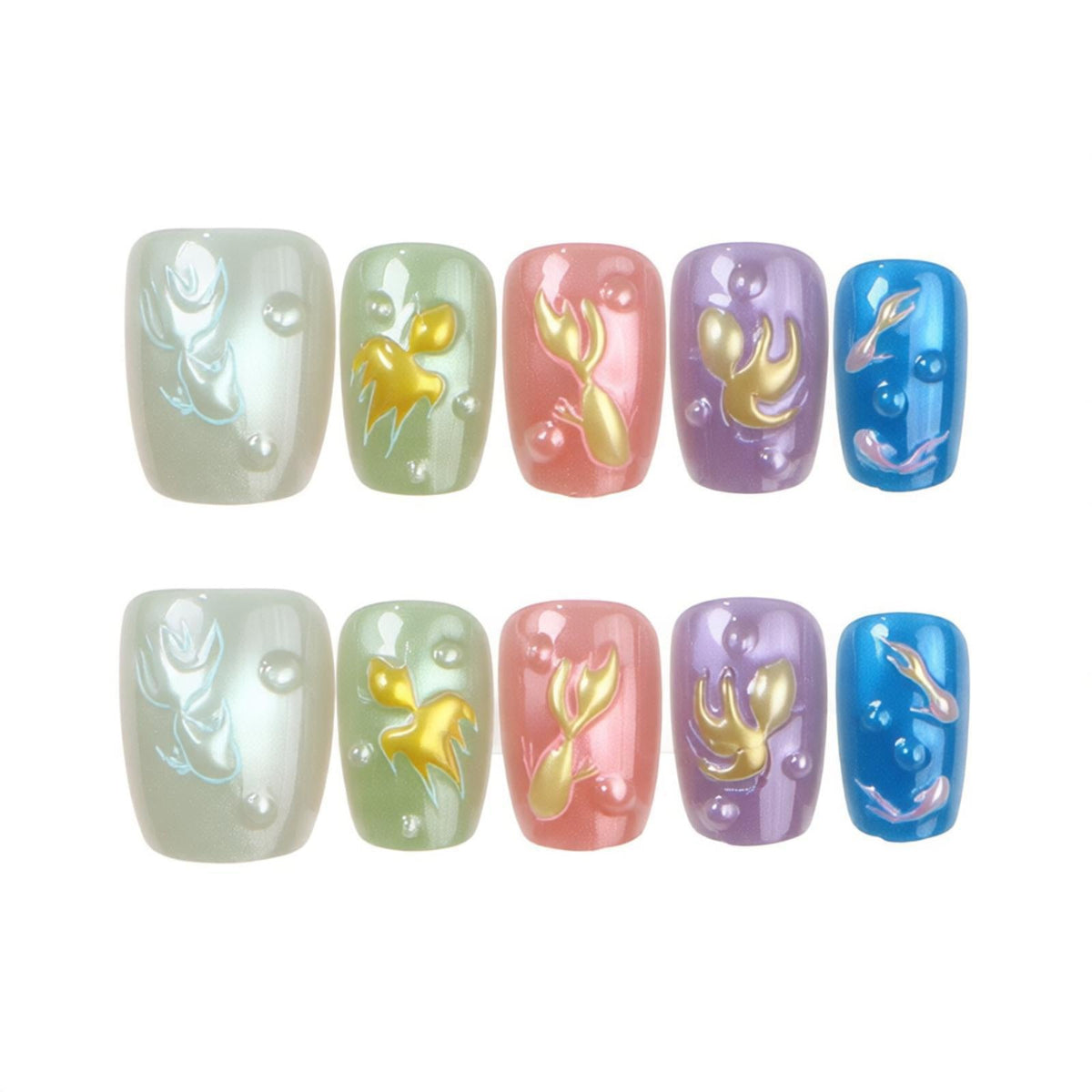 Floral Pattern Press-On Nail Set – Artistic Design