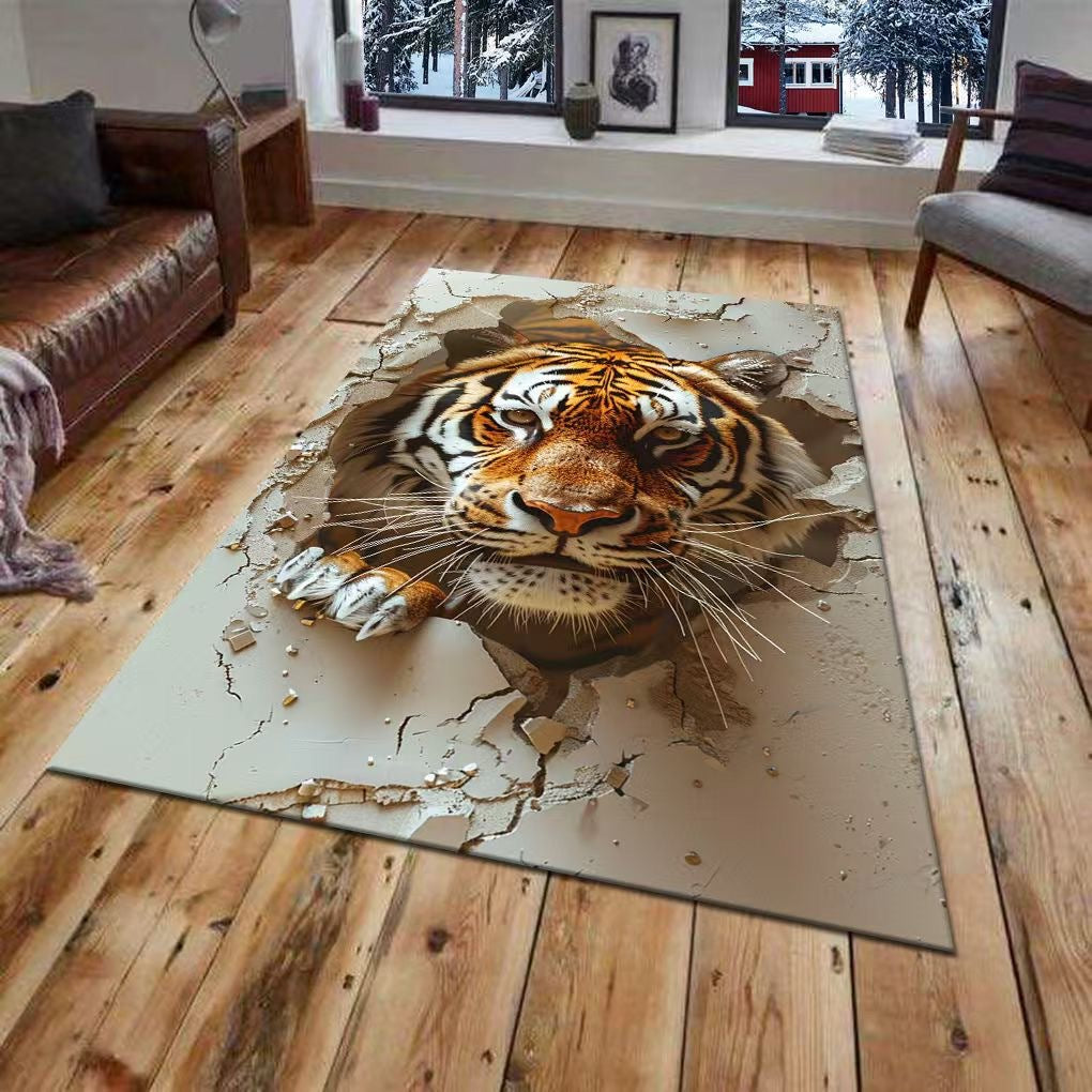 3D Wall Mural of a Tiger Design