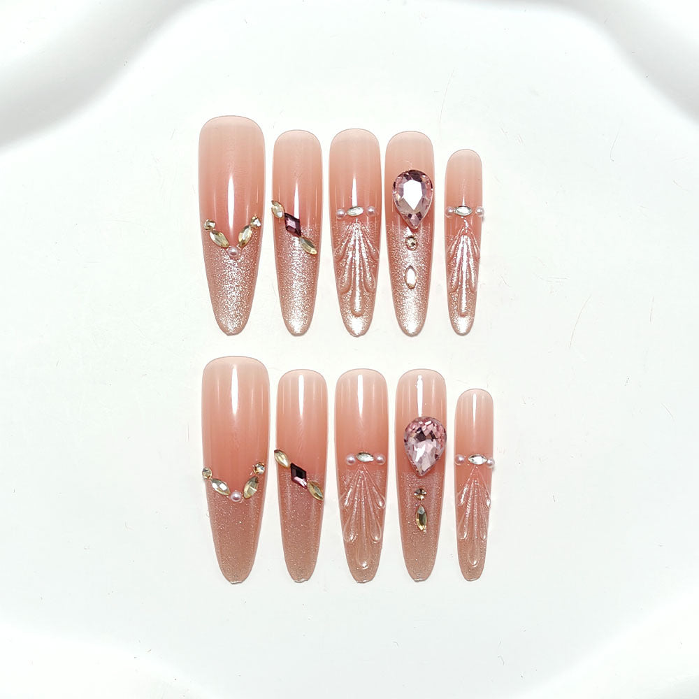 Crystal-Embellished Acrylic Nails for a Glamorous Look