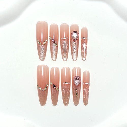Crystal-Embellished Acrylic Nails for a Glamorous Look