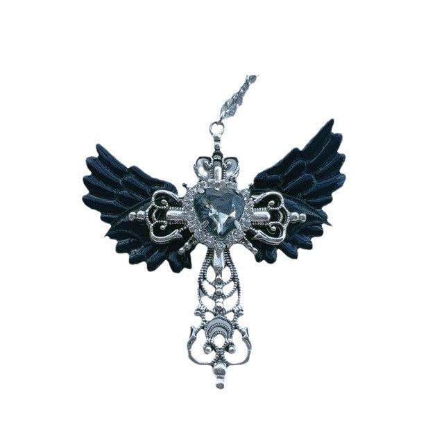 Heart Pendant Necklace with Angel Wings