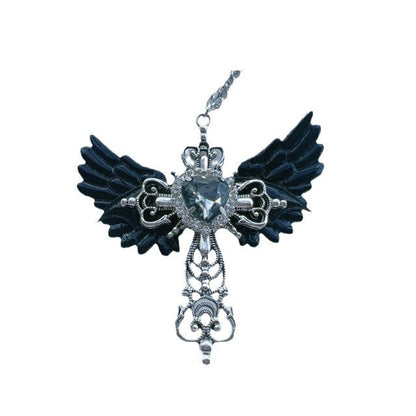 Heart Pendant Necklace with Angel Wings