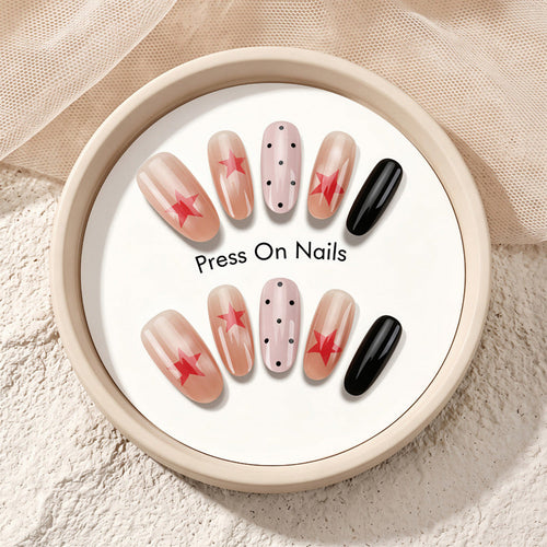 Bold Star Design Press-On Nail Set for Artistic Looks
