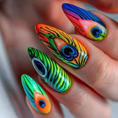 Peacock Feather Nail Art Design – Stunning Creative Manicure