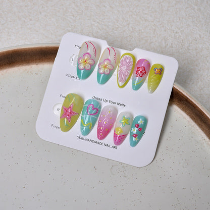 Themed Press-On Nail Set - Artistic Designs