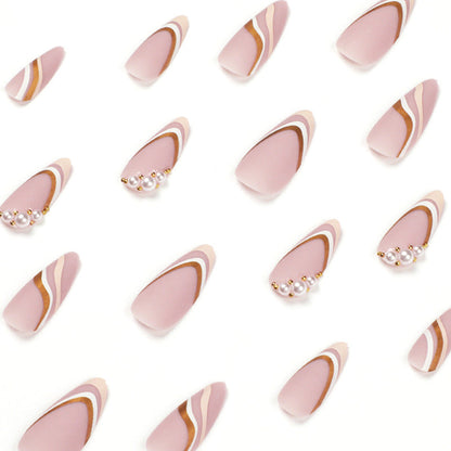 Elegant Wave Pattern Stiletto Nail Art – Creative Design