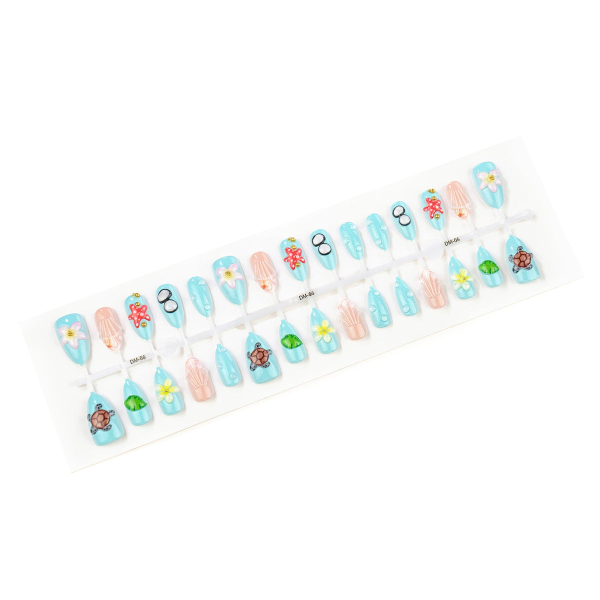 Summer-Themed Press-On Nail Art Set for Creative Styles