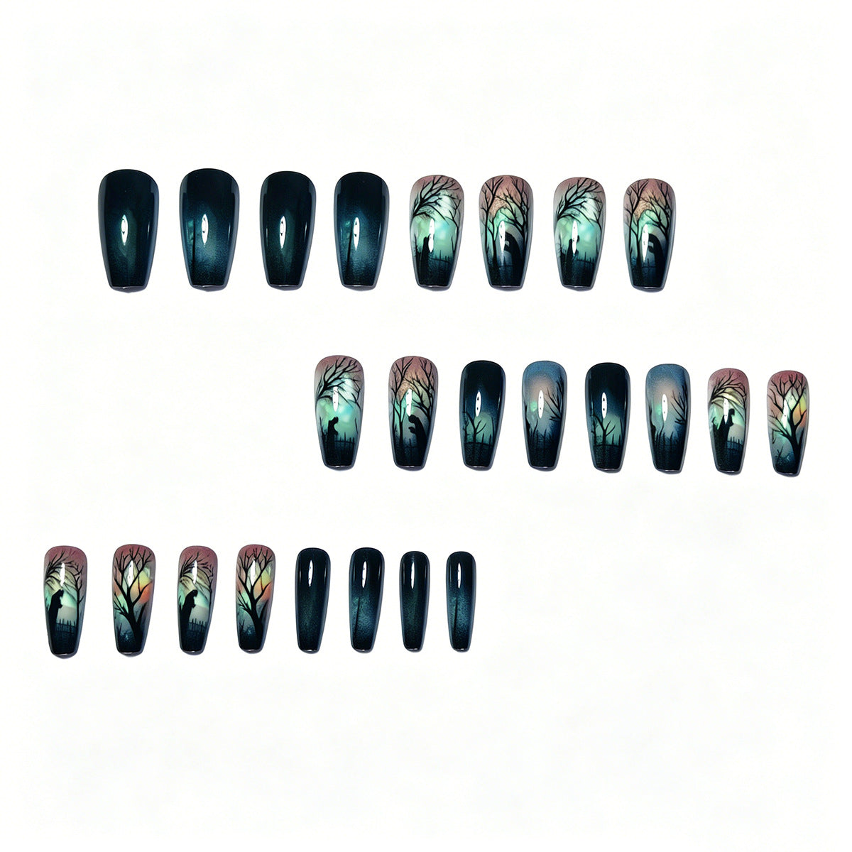 Creative Nail Art Design – Nighttime Landscape Theme