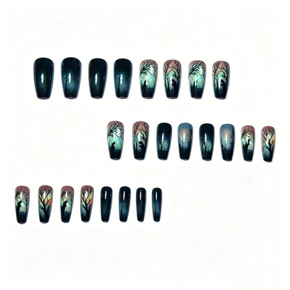 Creative Nail Art Design – Nighttime Landscape Theme