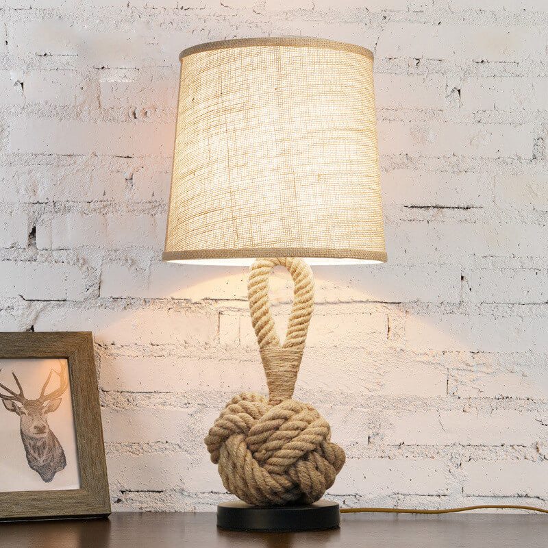 Twine Knot Design Fabric LED Table Lamp - Retro Style, 1-Light