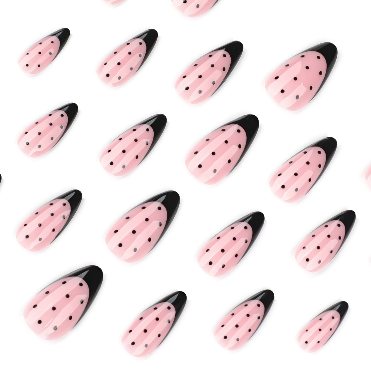 Black Dot Patterned Stiletto Nails – Artistic Design