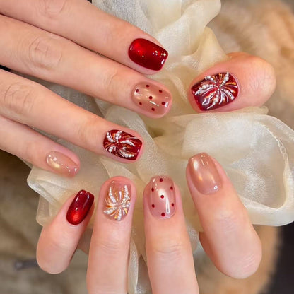 Press-On Nails with Artistic Ocean Theme Design