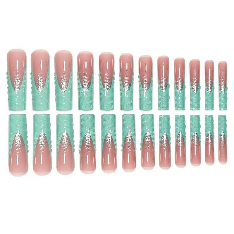 Press-On Nails with Artistic Wave Design
