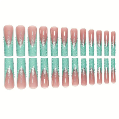 Press-On Nails with Artistic Wave Design