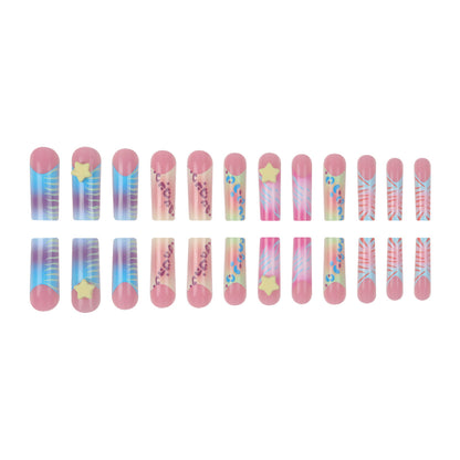 Vibrant Patterned Press-On Nails for Artistic Looks